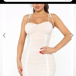 White Ruched Mini Dress